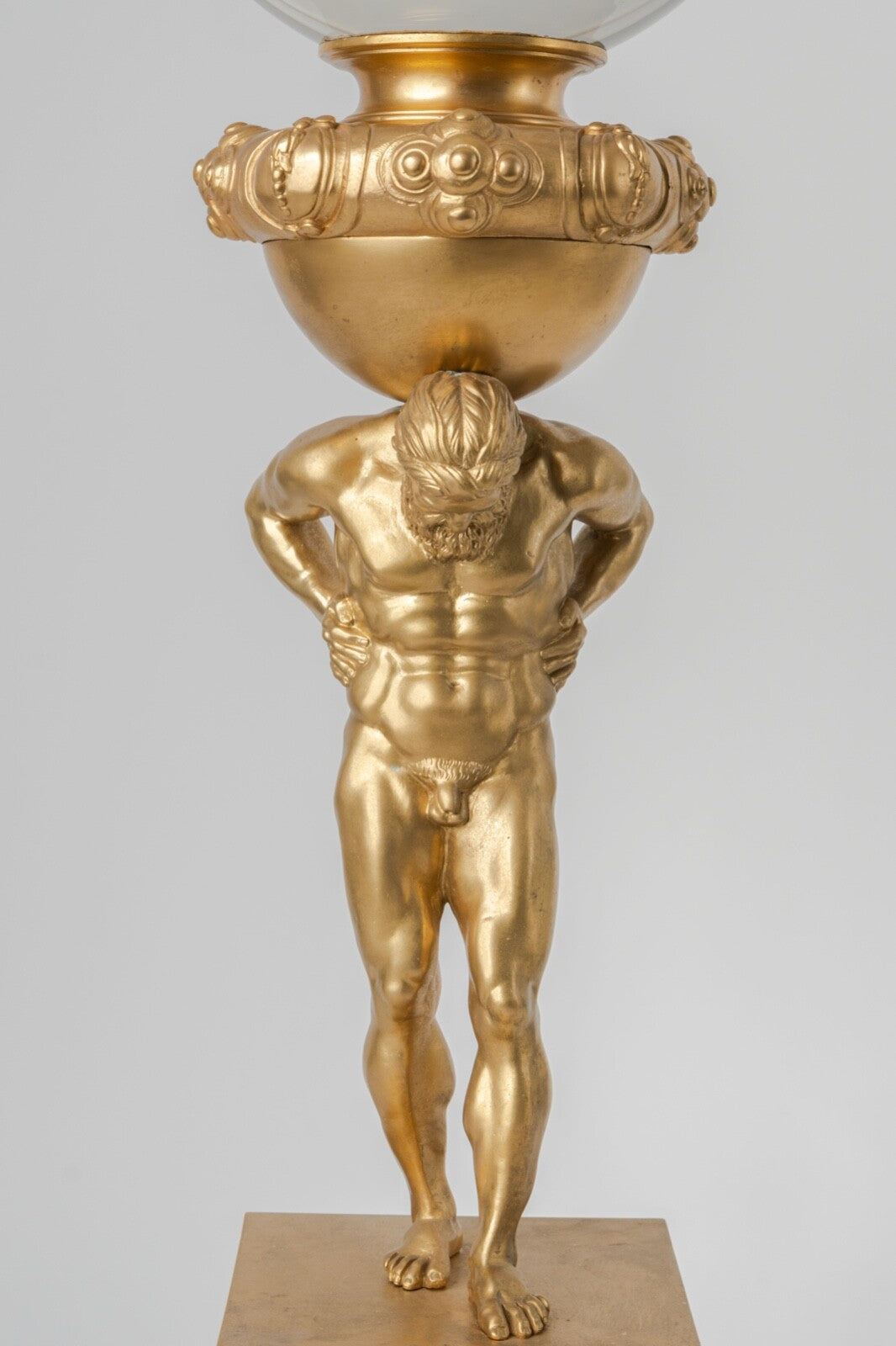 19th C French Garniture Set Of Three Spheres Mounted On Atlases