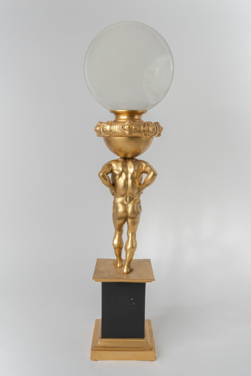 19th C French Garniture Set Of Three Spheres Mounted On Atlases