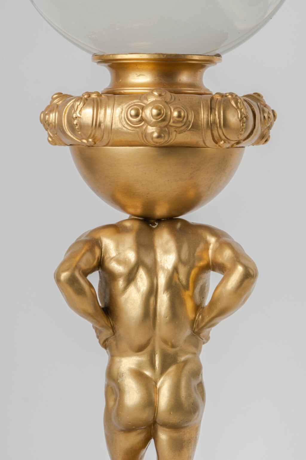 19th C French Garniture Set Of Three Spheres Mounted On Atlases