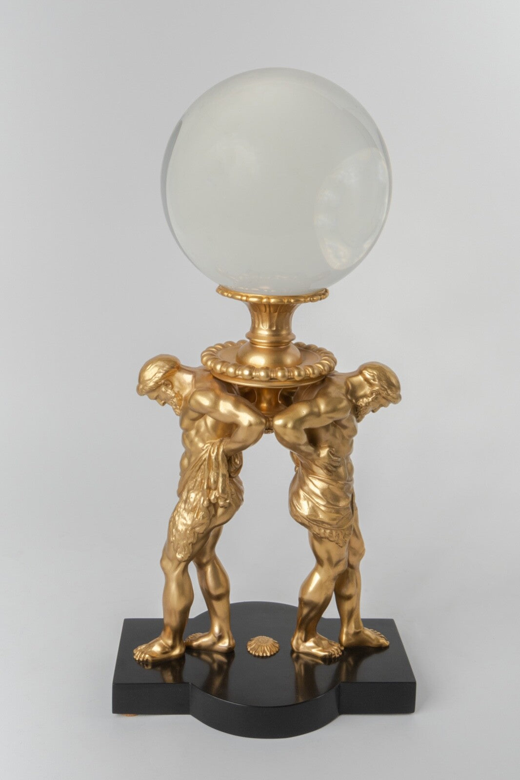 19th C French Garniture Set Of Three Spheres Mounted On Atlases