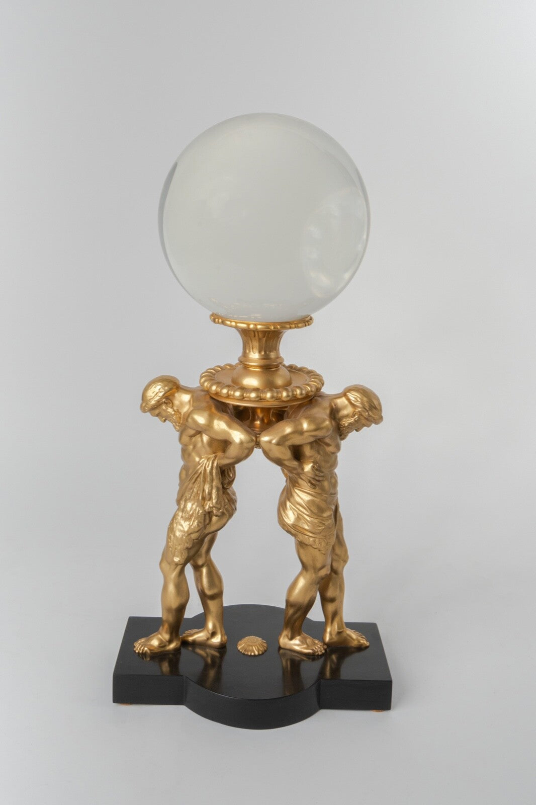 19th C French Garniture Set Of Three Spheres Mounted On Atlases