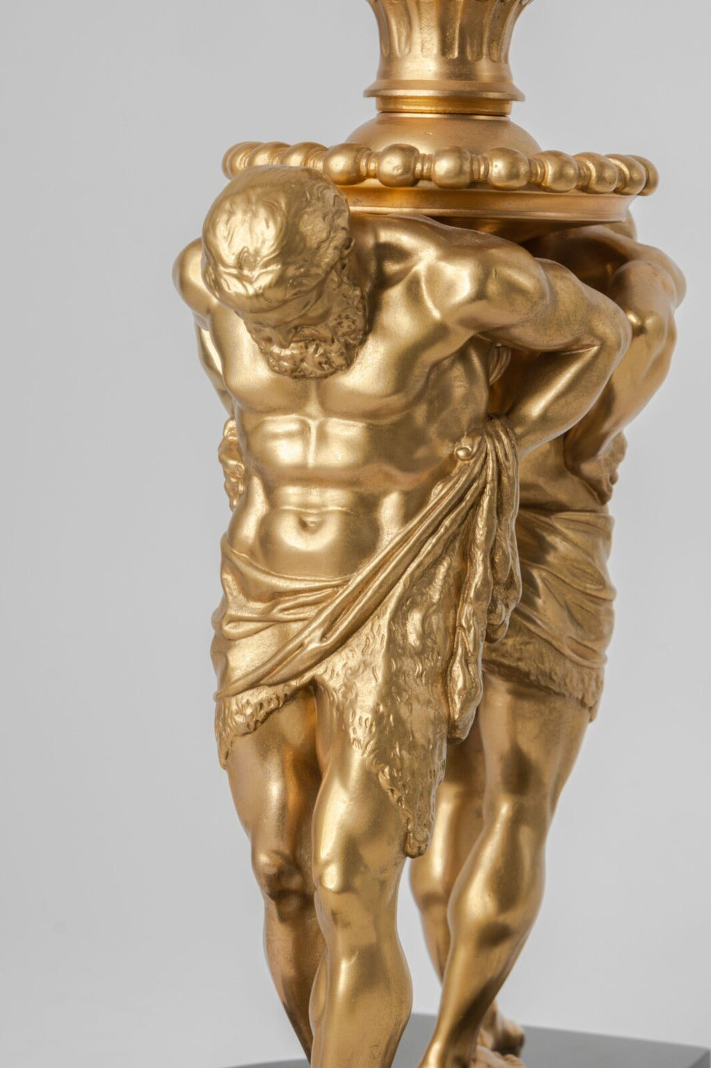 19th C French Garniture Set Of Three Spheres Mounted On Atlases