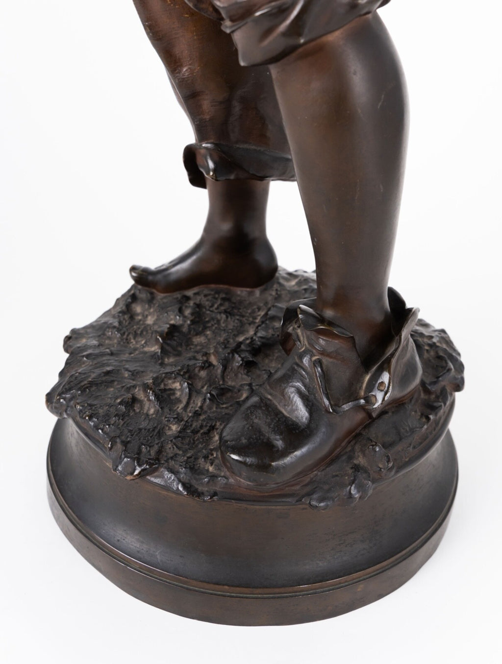 19th C. Italian Patinated Bronze Model of a Boy With a Wine Jug by C. Barbella