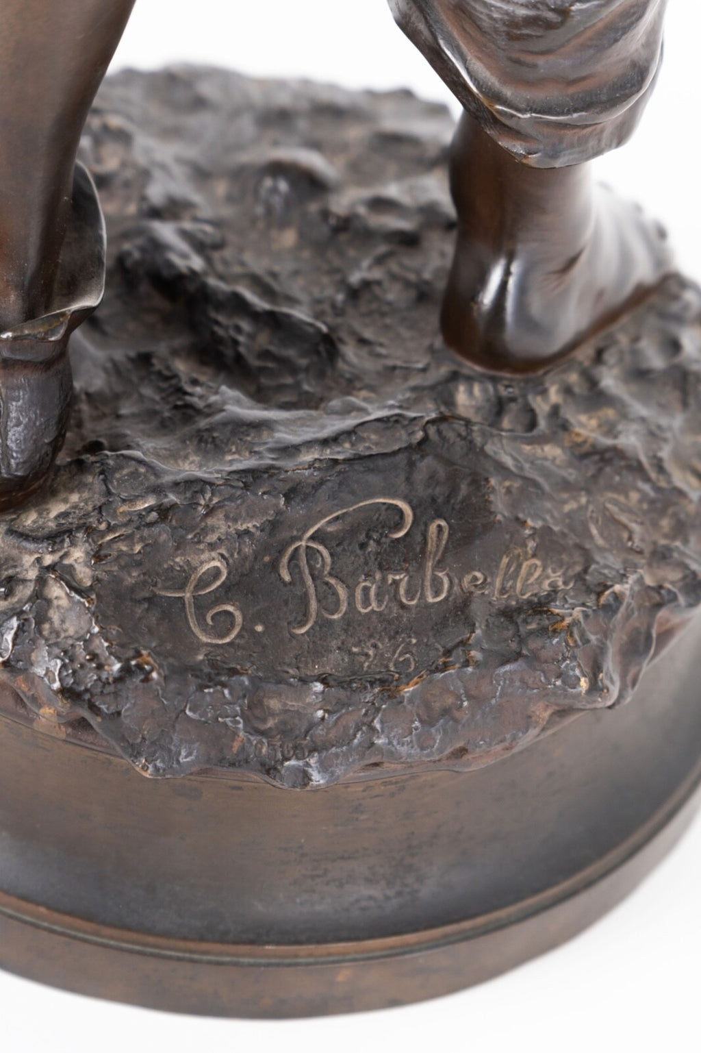 19th C. Italian Patinated Bronze Model of a Boy With a Wine Jug by C. Barbella