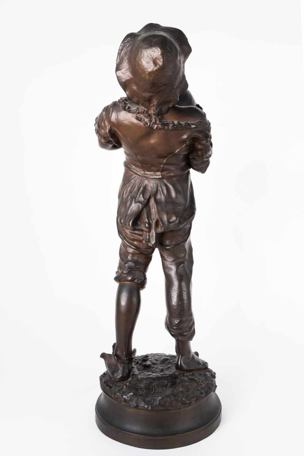 19th C. Italian Patinated Bronze Model of a Boy With a Wine Jug by C. Barbella