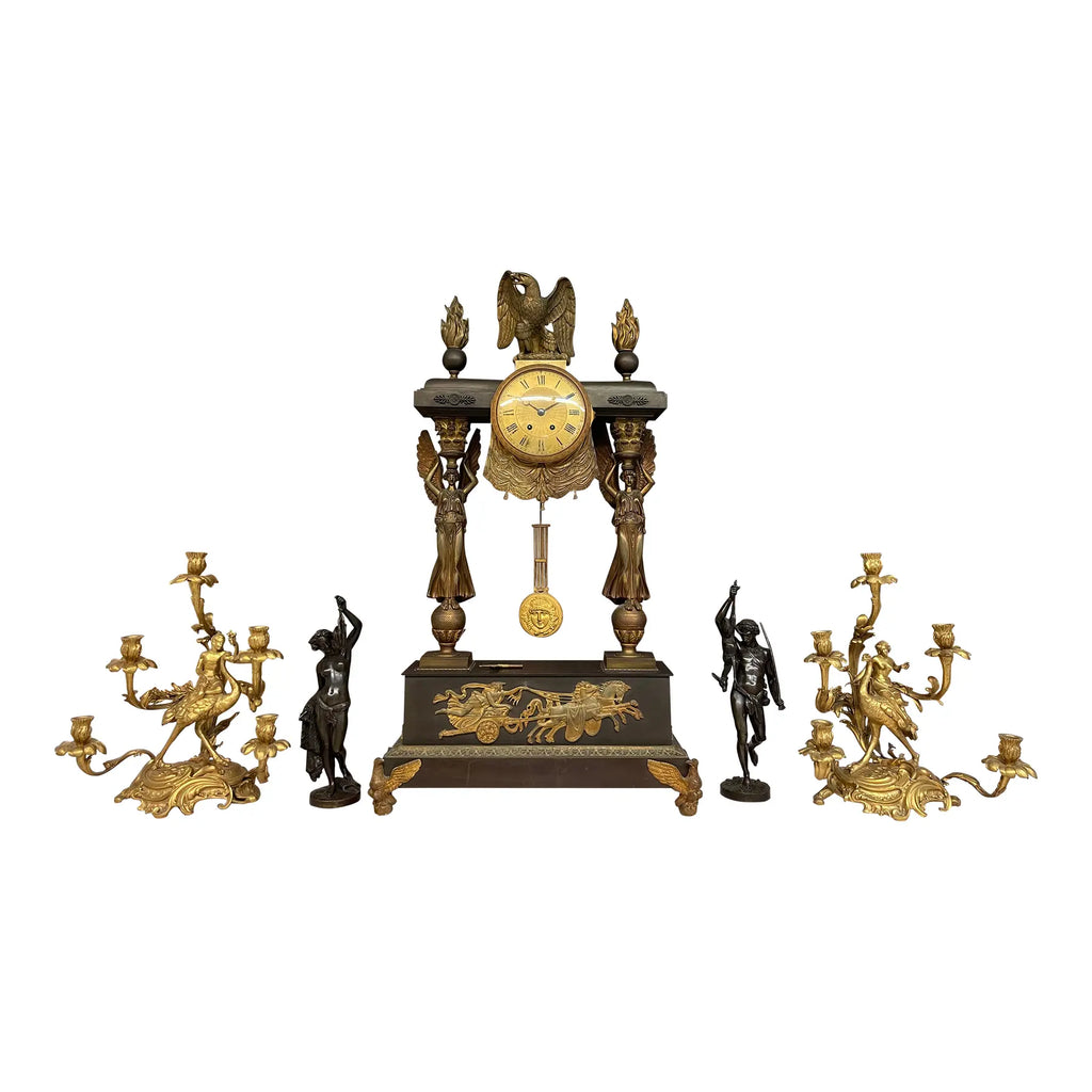 Very Large Size 19th century French Gilt & Parinated Bronze Clock