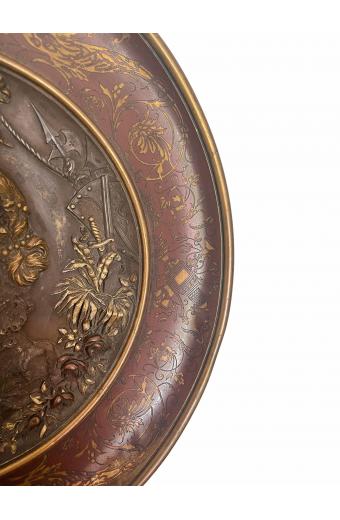 19th C. French Patinated Bronze Plate By F. Barbedienne