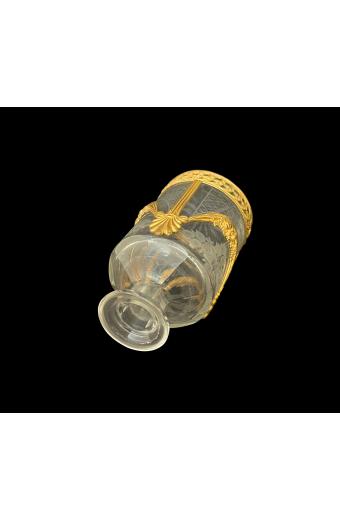 A Fine Quality 19th C. French Baccarat Engraved Crystal Mounted Bronze Perfume Bottle