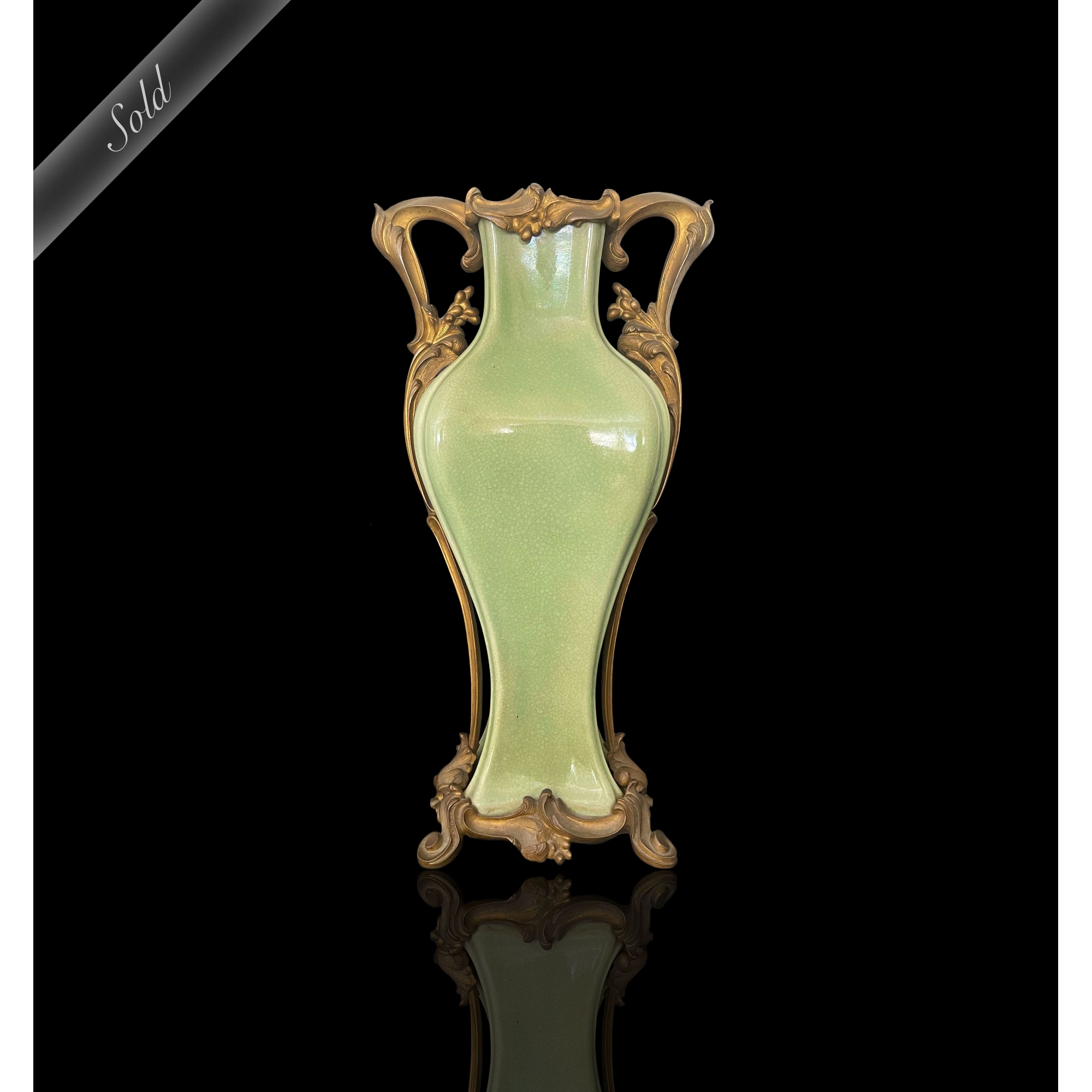 A Louis XV Ormolu-Mounted Chinese Celadon Porcelain Vase Circa 1780