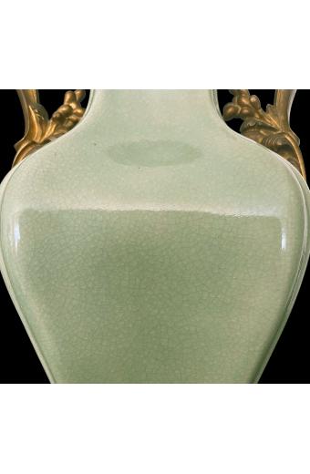 A Louis XV Ormolu-Mounted Chinese Celadon Porcelain Vase Circa 1780