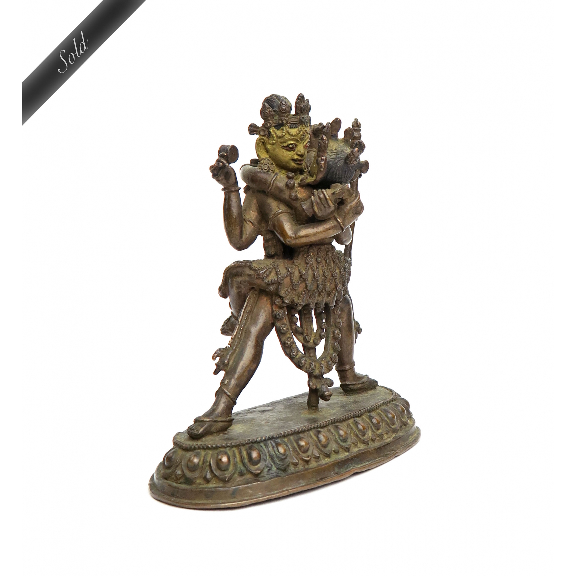 Tibetan Gilt Copper Figure of Samvara and His Consort, 18th Century