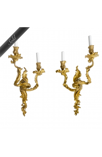 Pair of Early 18th Century French Gilt Bronze Wall Lights