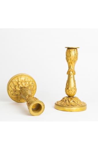 Pair of Gilt Bronze Candlesticks by Eugene Lelievre, French, (1856-1945)