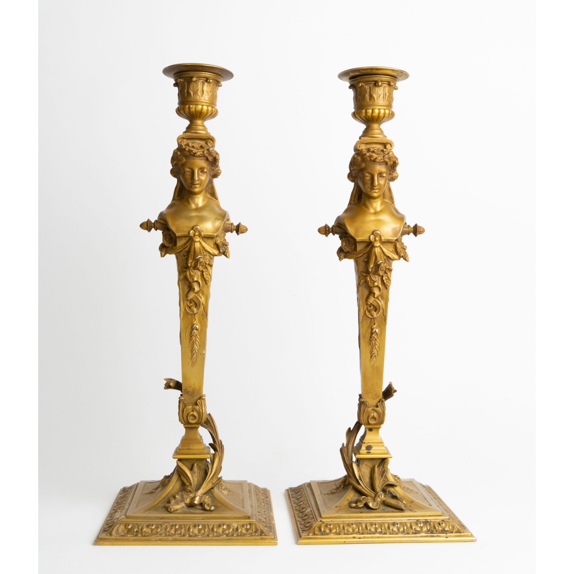 Pair of Empire Gilt Bronze Candle Holder, France, Circa 1810