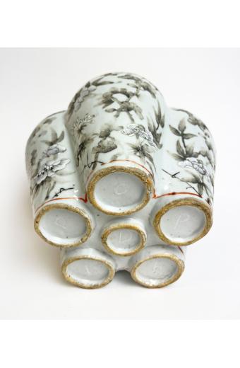 A Japanese Porcelain Enamel Painted Lotus Vase