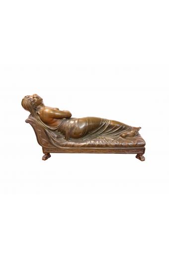 19th Century French Reclining Nude Patinated Bronze Sculpture