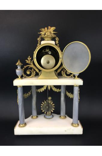 19th C. French Gilt Bronze & and Marble Clock Set By La Roy