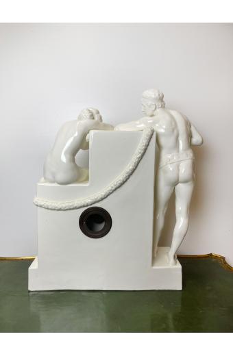 Very Large Art Nouveau Goldscheider Figural Clock