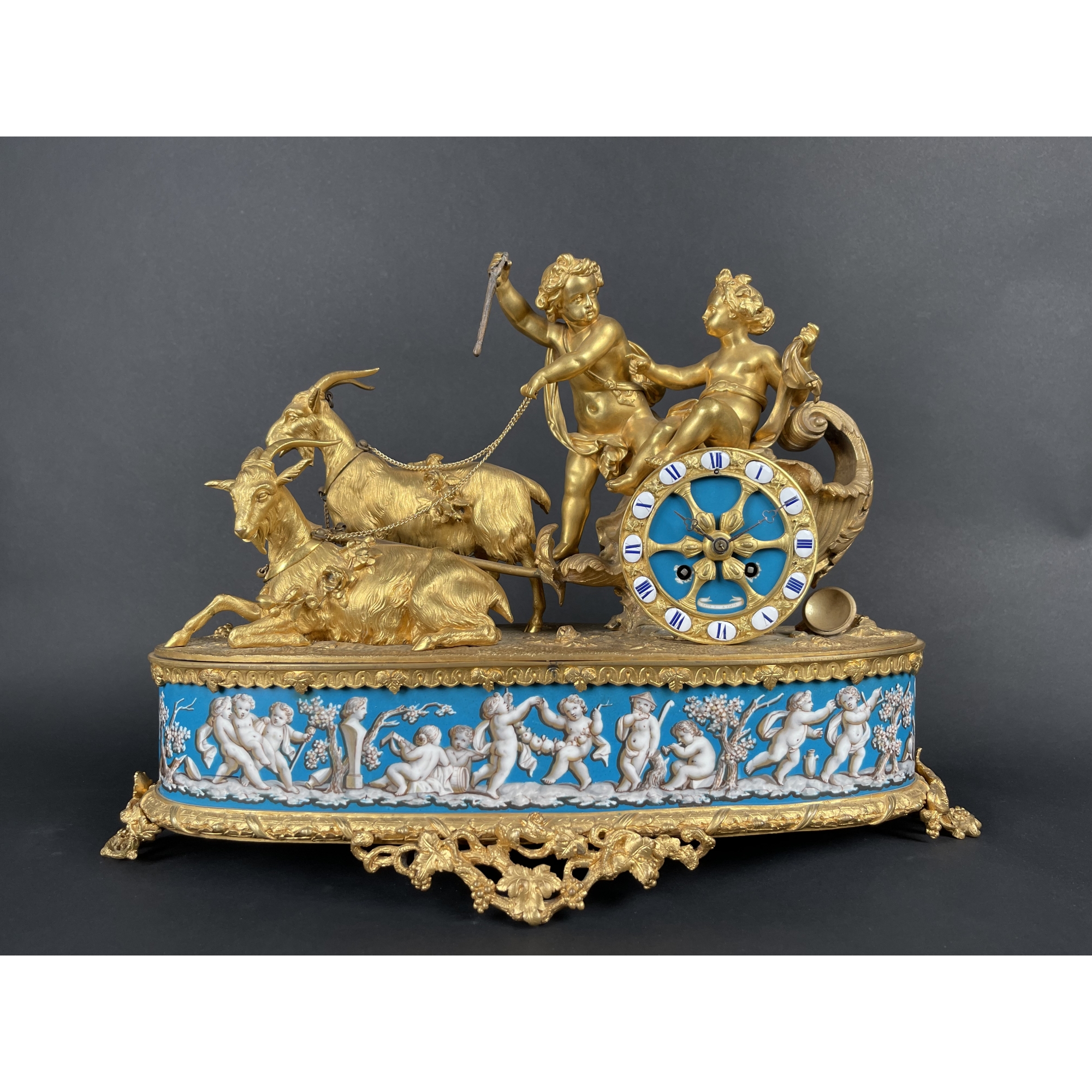 A Napoleon III gilt-bronze and porcelain clock By Levy Freres, France, 19th C.