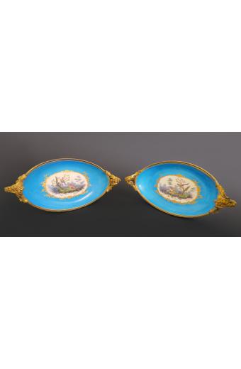 A Pair Of French Sevres and Gilt Bronze Centerpiece