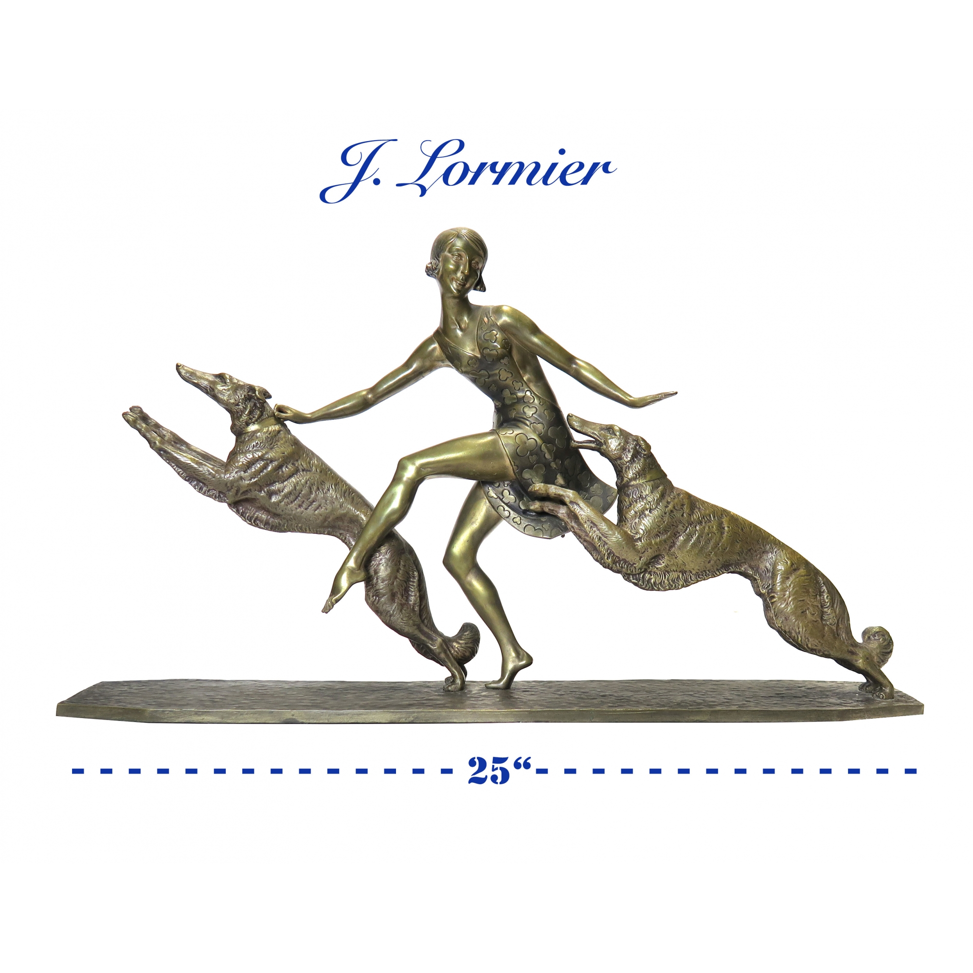 Art Deco Bronze Figurine from J. Lormier, 1930s