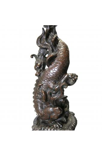 19th C. French Patinated Bronze Figure Of Dragon Chants