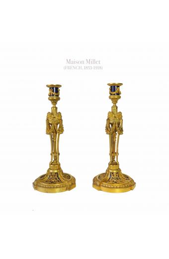 Pair Of Ormolu Candlesticks After The Model Of Etienne Martincourt By Maison Millet