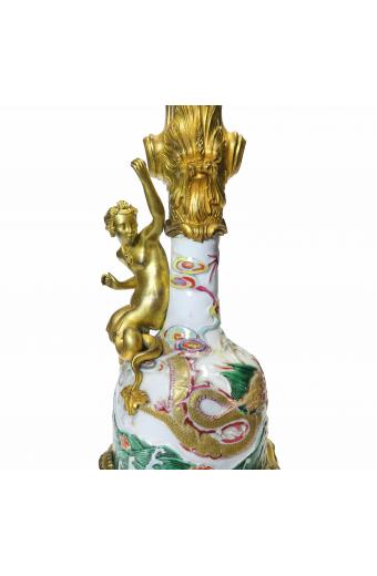 A Pair Of French Ormolu Mounted Chinese Porcelain Ewers