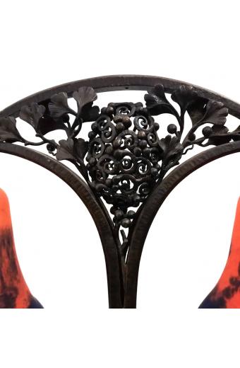 Edgar Brandt and Daum Wrought Iron & Glass Table Lamp