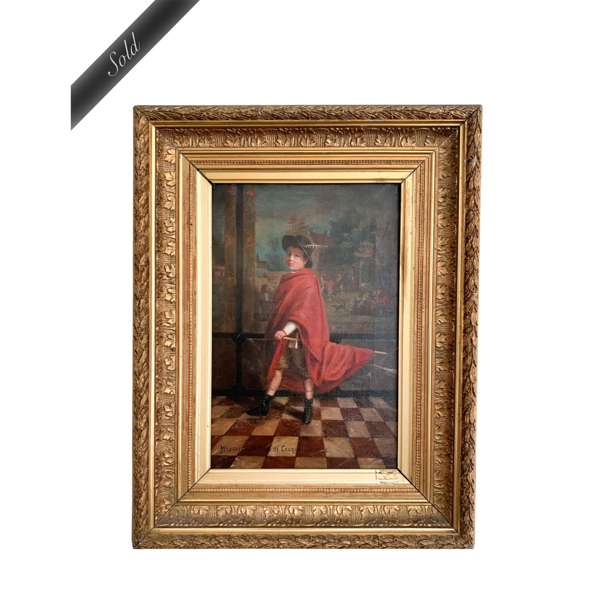 19th C. French Oil On Canvas Painting Of A Chevalier Signed And Dated 1888