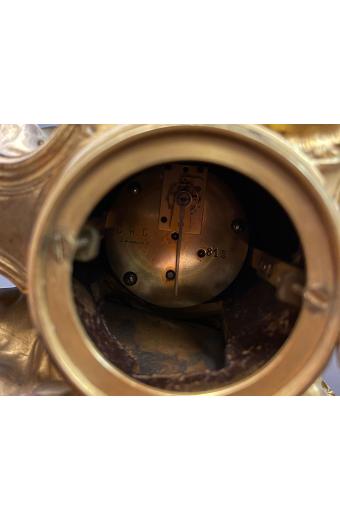 19th C. French Gilt & Patinated Bronze Figural Clock