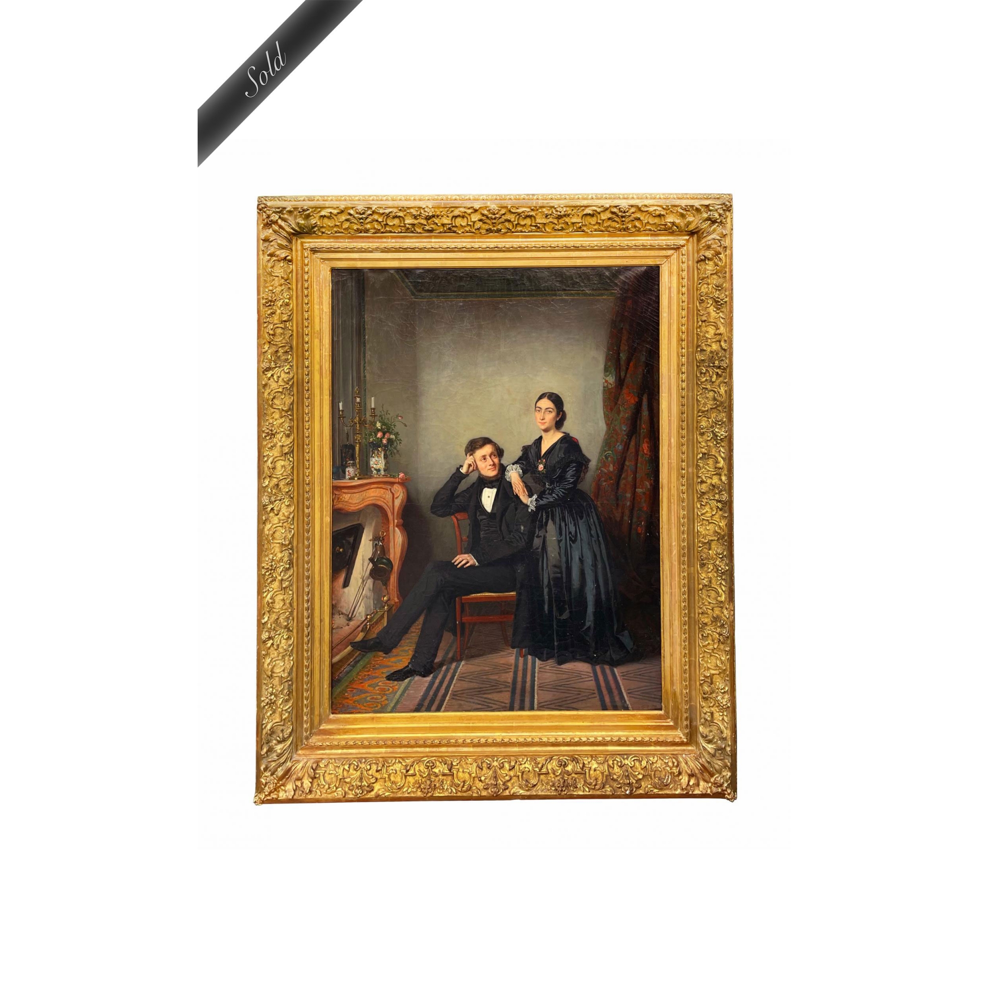 19th C. French Oil On Canvas Painting By Antoine Gibert, 1806 - 1875