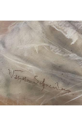 Pair of 19th C. French Pastel Portrait Of Beautiful Young Women With Carved Wood Frames